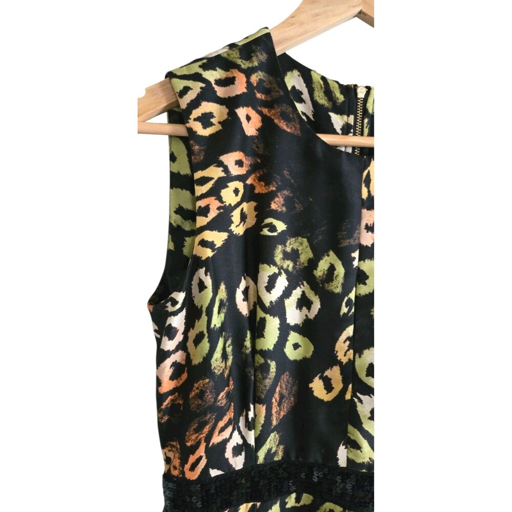 Rachel Roy Animal Print  Sequin Dress Gold Back Zip Event Size 6 - Picture 3 of 10